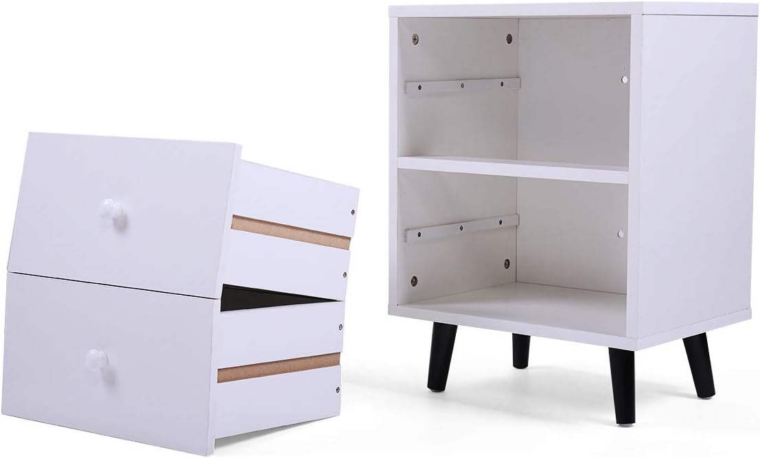White 2 Drawer Wood Nightstand X695