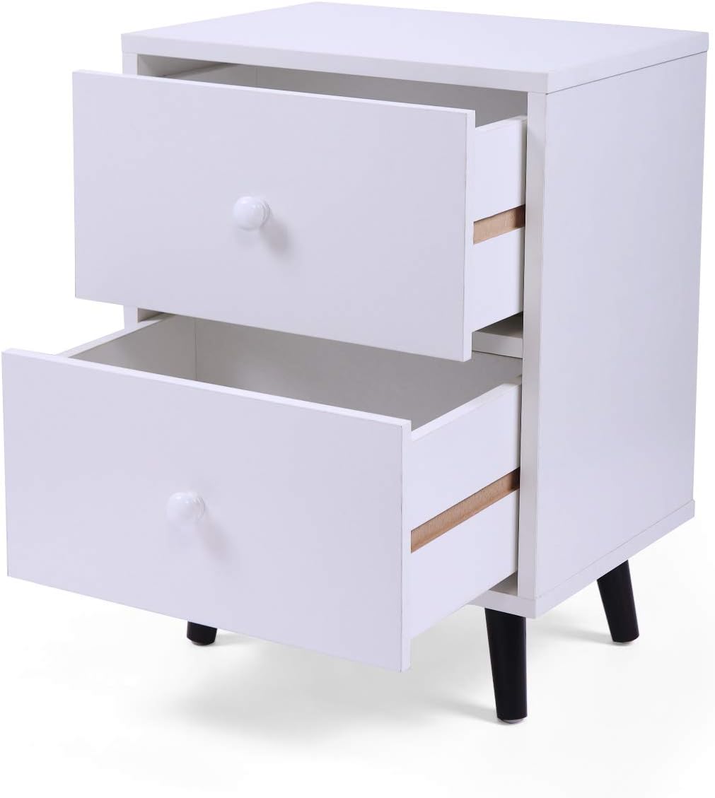 White 2 Drawer Wood Nightstand X695