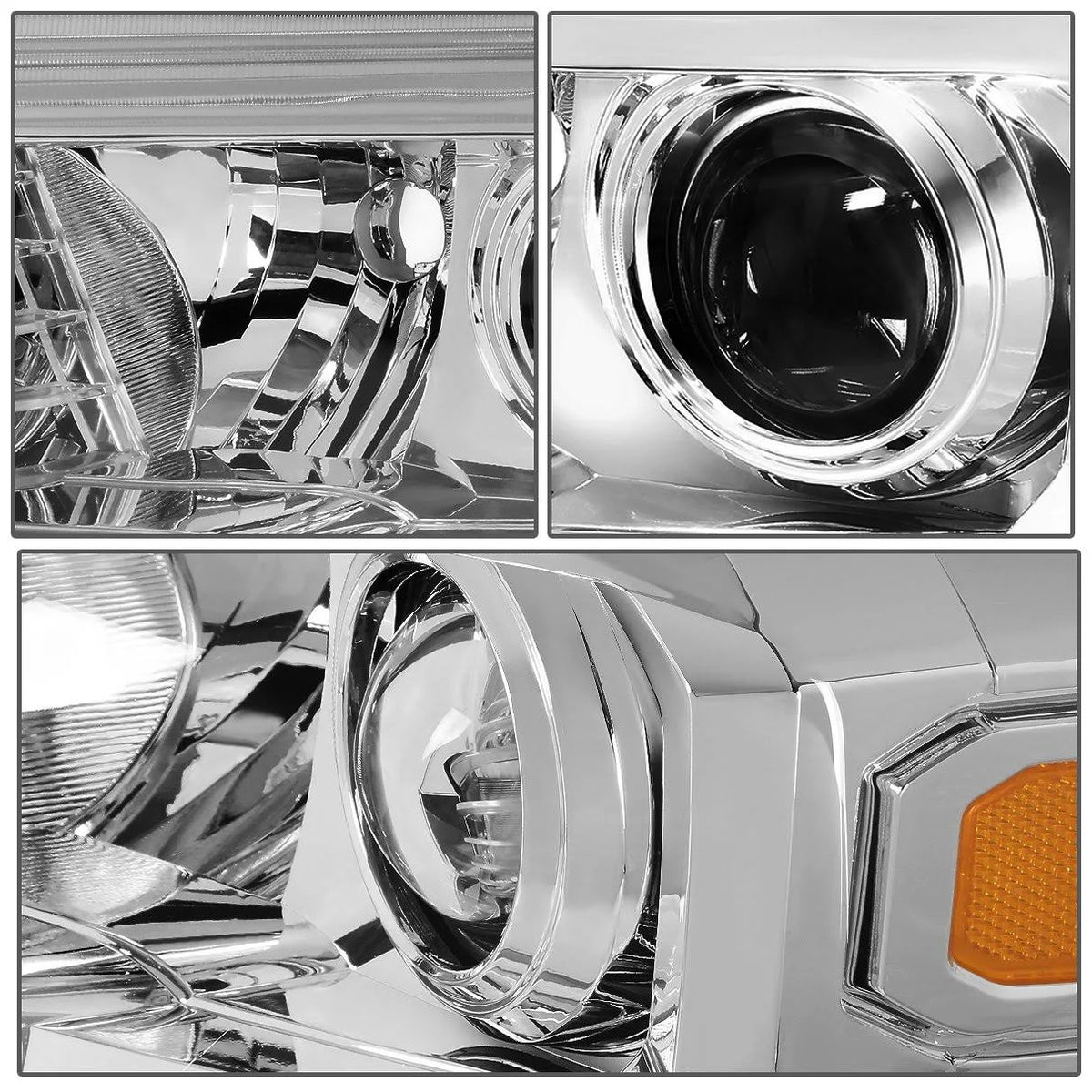 Chrome Housing Amber Projector Headlight Set B5374
