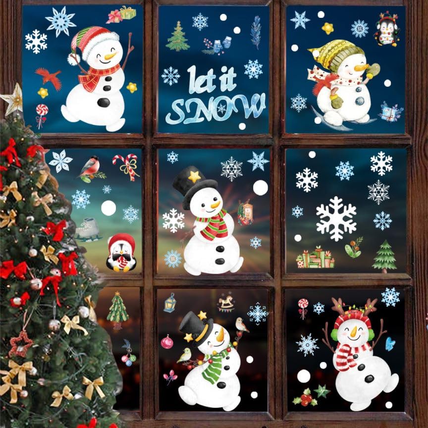 Glitter Blue Snowflake Window Clings A550223