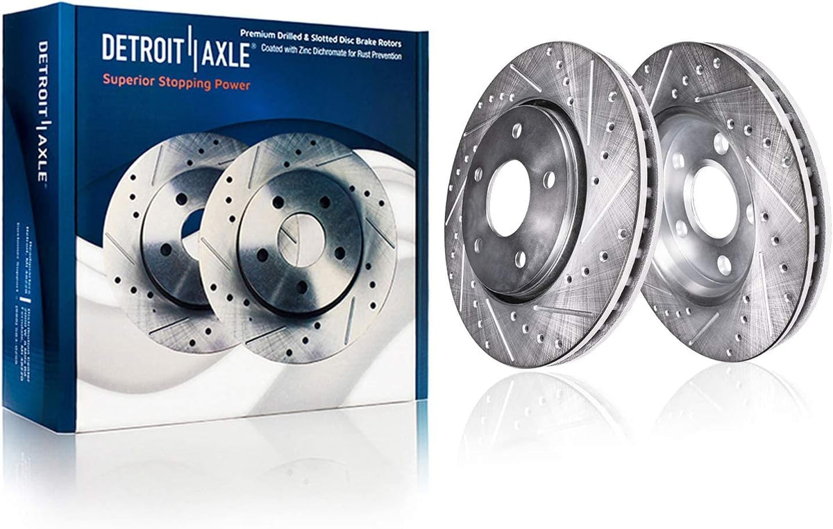 Front & Rear Drilled and Slotted Disc Rotors Brake Pads Kit 10pc Set L538001