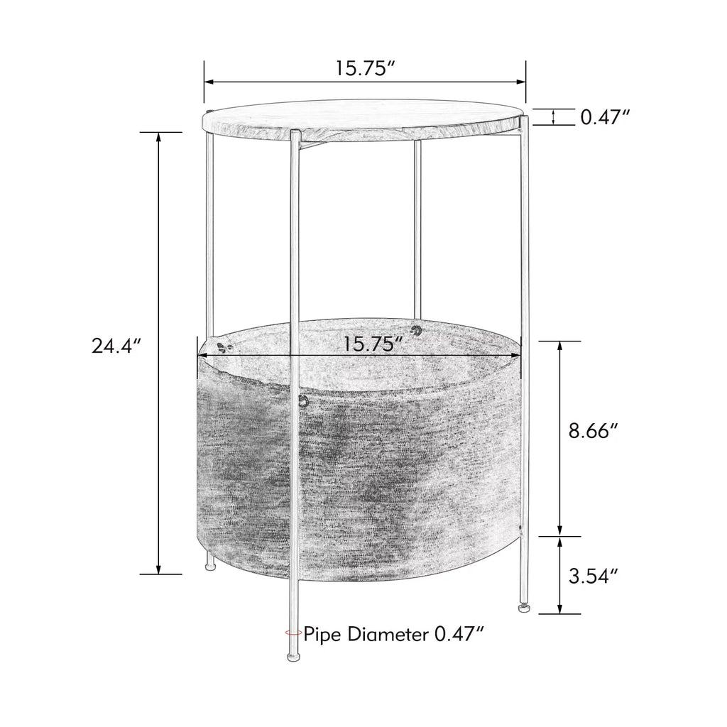 Round Wood Bedside Table with Storage Basket J496
