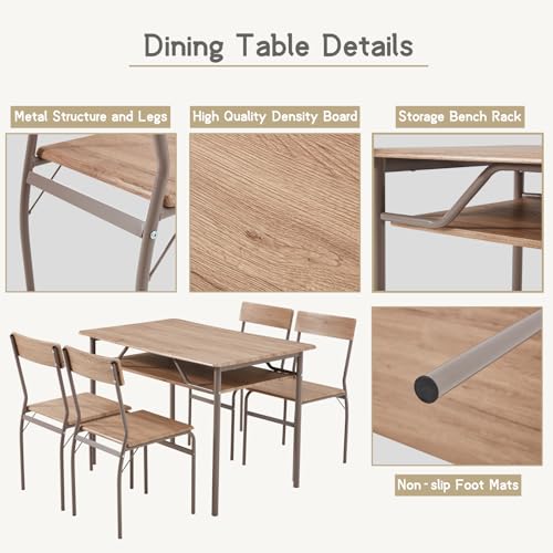 Natural Wood Dining Table Set for 4 K419248