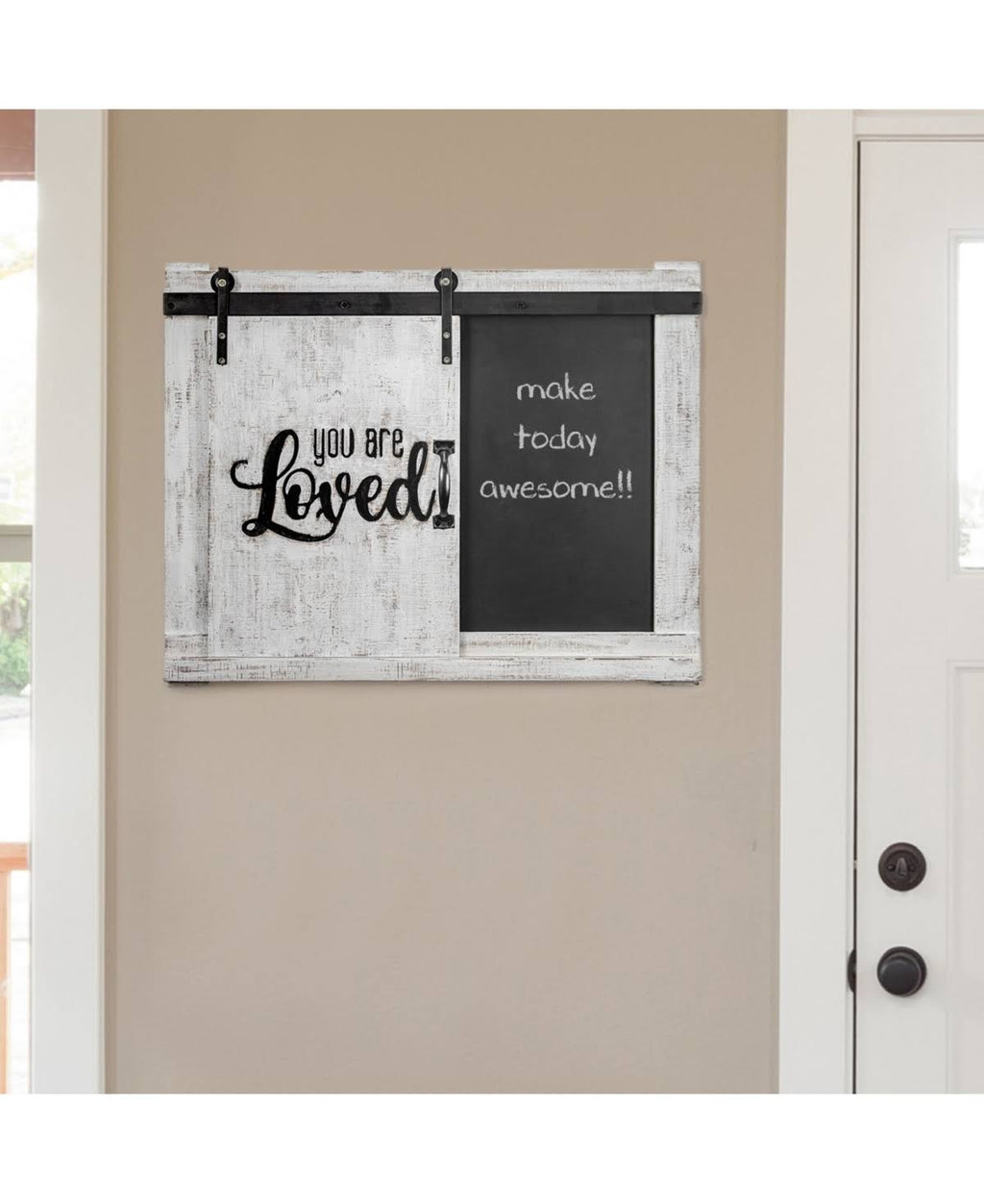 White Wall Mounted Chalkboard Message Board W6794