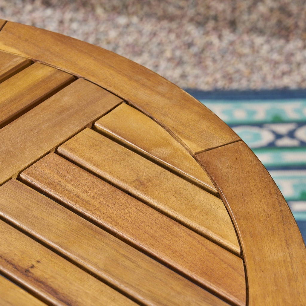 Teak Finish Round Acacia Wood Bistro Set Y4174