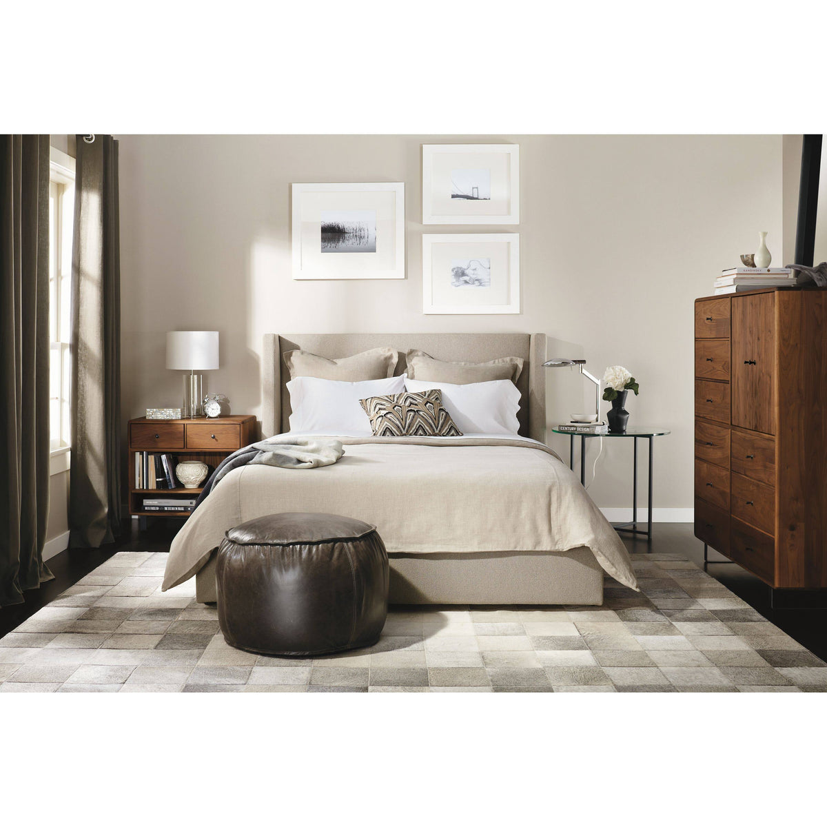 Modern Classic Round End Table with Recycled Natural Steel and Satin Etched Tempered Glass Top P8631