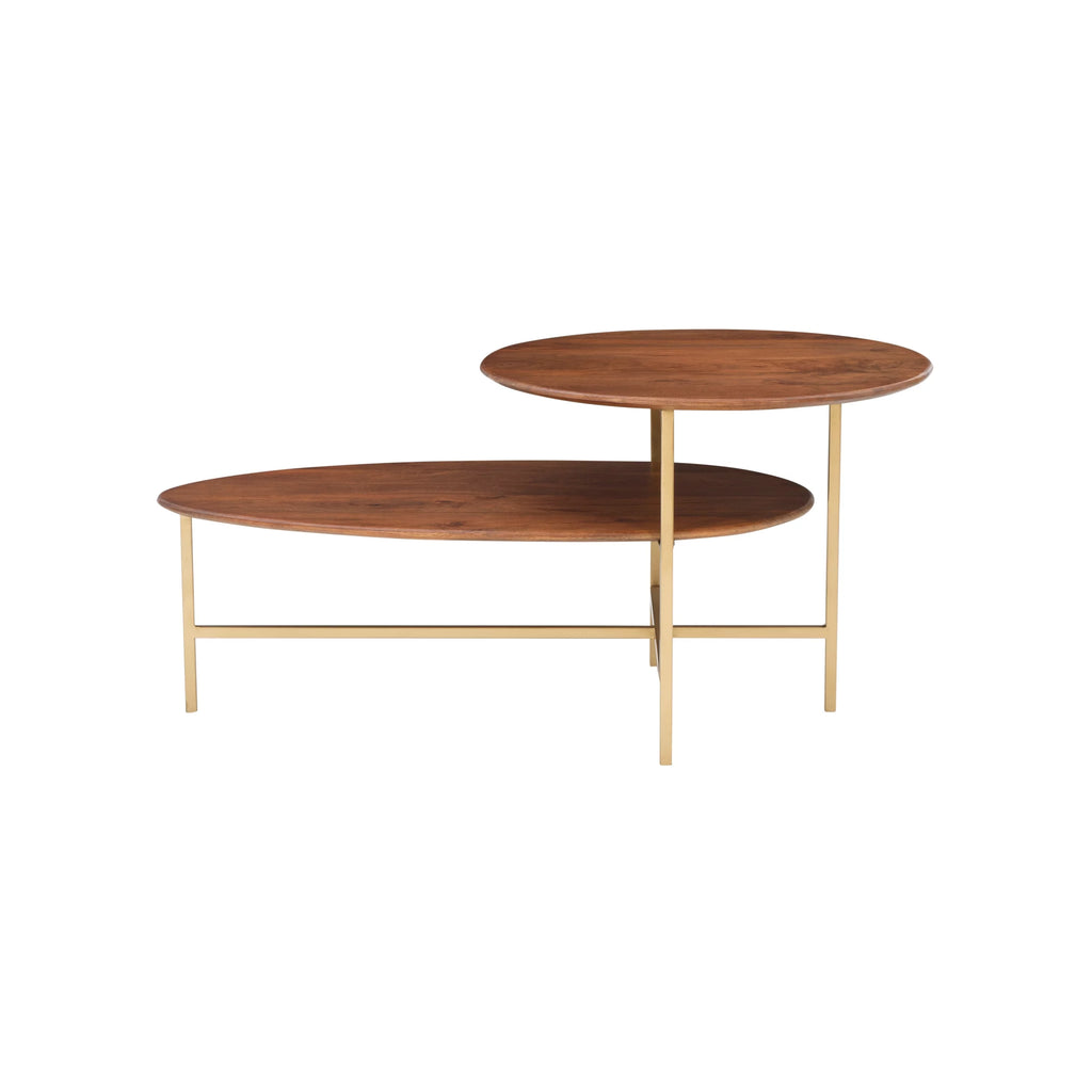 Walnut Wood 2-tier Oval Coffee Table E531