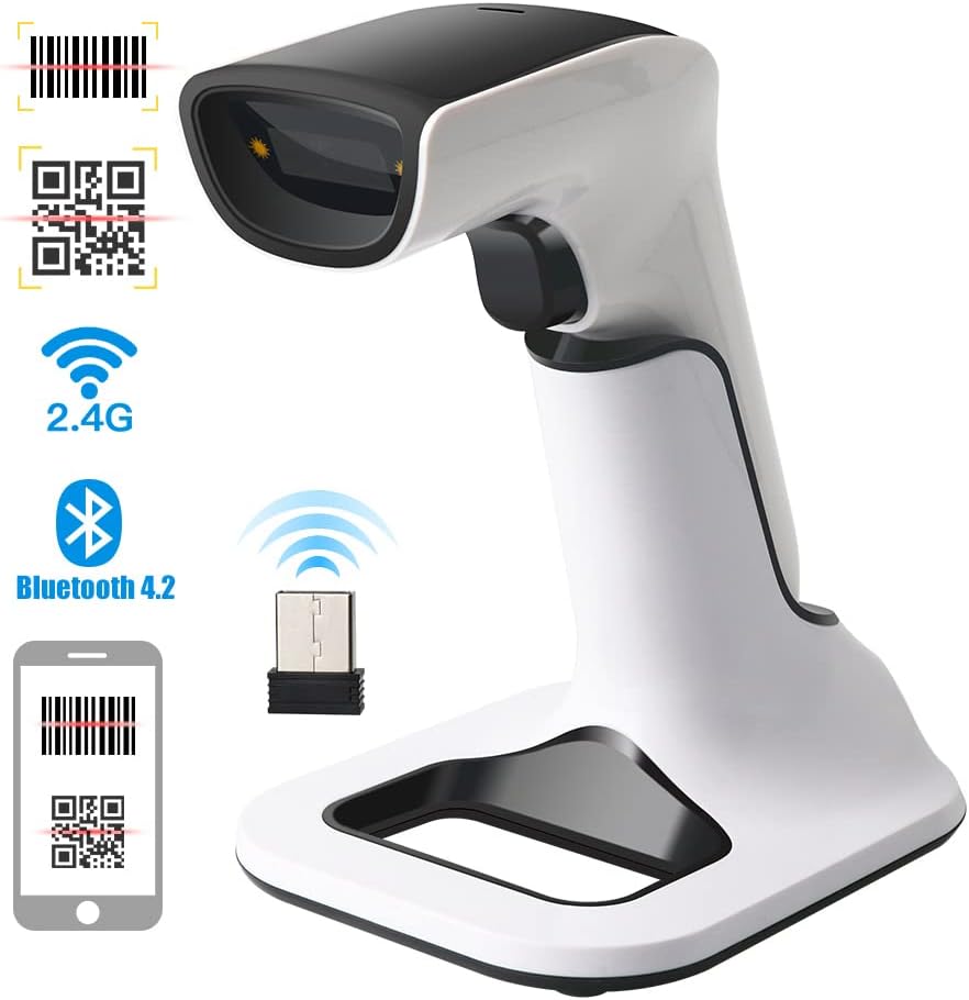 Wireless 2D Bluetooth Barcode Scanner with USB Receiver H4418