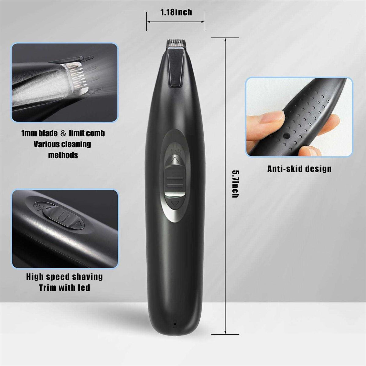 Dog Paw Trimmer with LED Cordless Rechargeable Dog Clippers O189