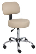 Beige Adjustable Rolling Stool with Back J70291