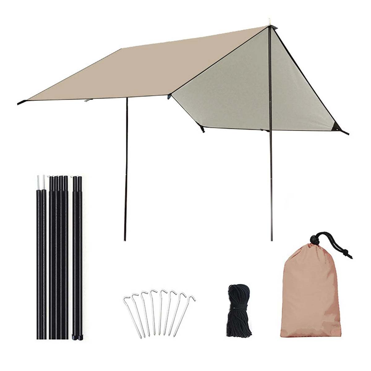 Waterproof Camping Tarp with Poles W256