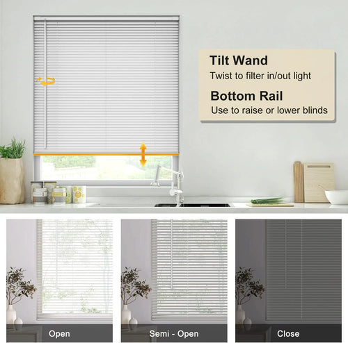 1" Vinyl Horizontal Mini Blinds 36" W x 64" H White Q5009