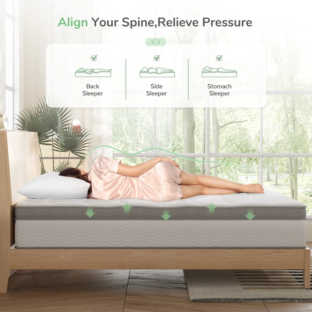 12" Gel Memory Foam Pocket Spring Hybrid Mattress, Queen Size G85397