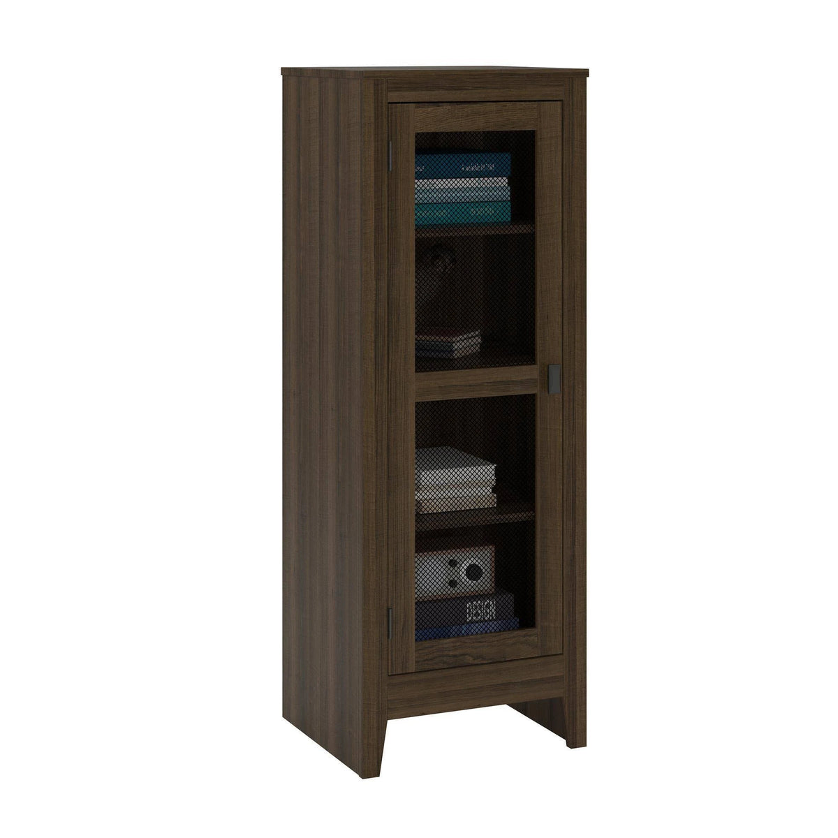 Dark Oak Storage Cabinet with Mesh Door Z478972