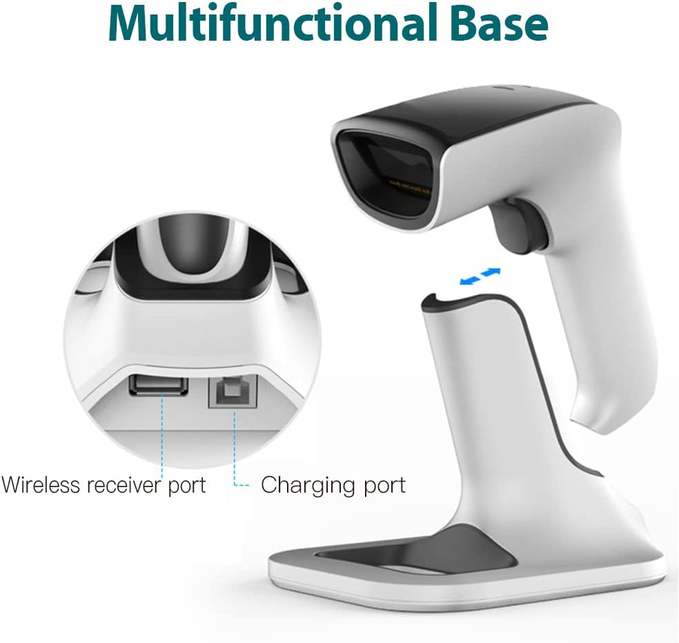 Wireless 2D Bluetooth Barcode Scanner with USB Receiver H4418