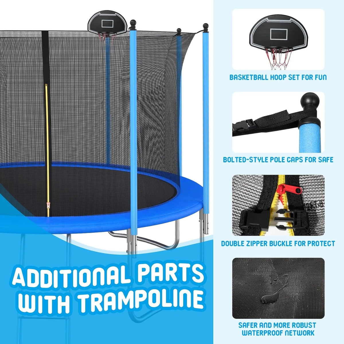 10FT Round Trampoline with Basketball Hoop and Safety Enclosure P31641