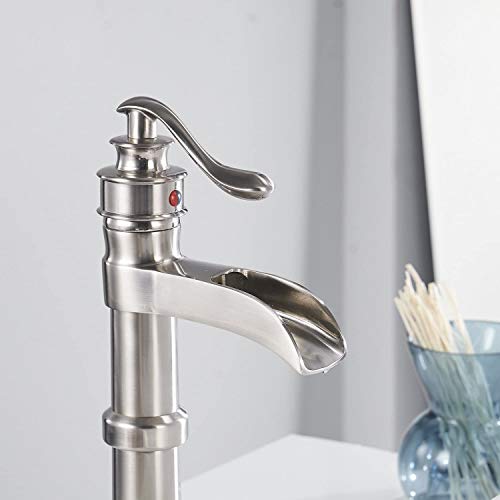 Black Waterfall Bathroom Sink Faucet with Pop Up Drain Q286088