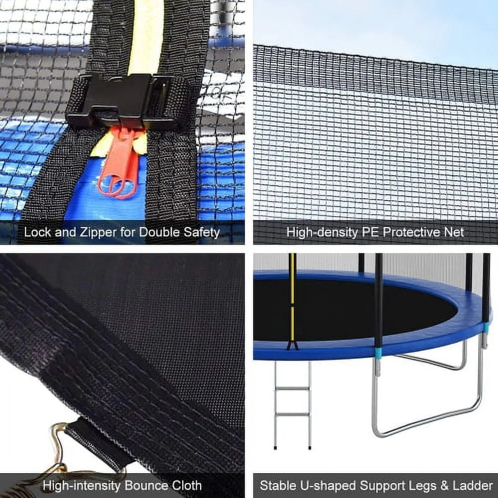 10FT Round Trampoline with Basketball Hoop and Safety Enclosure P31641