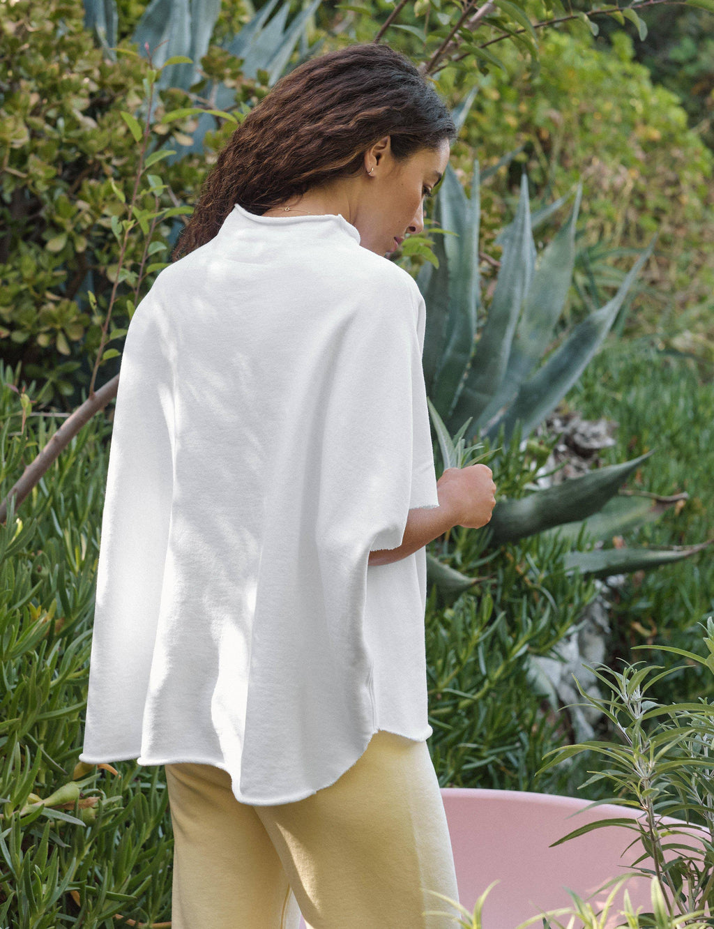 White Funnel Neck Capelet G7370