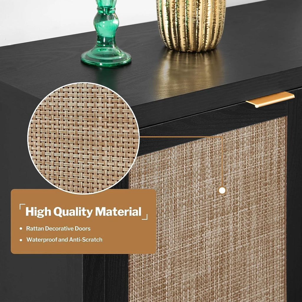 Set of 2 Rattan Cabinet with Doors D40400