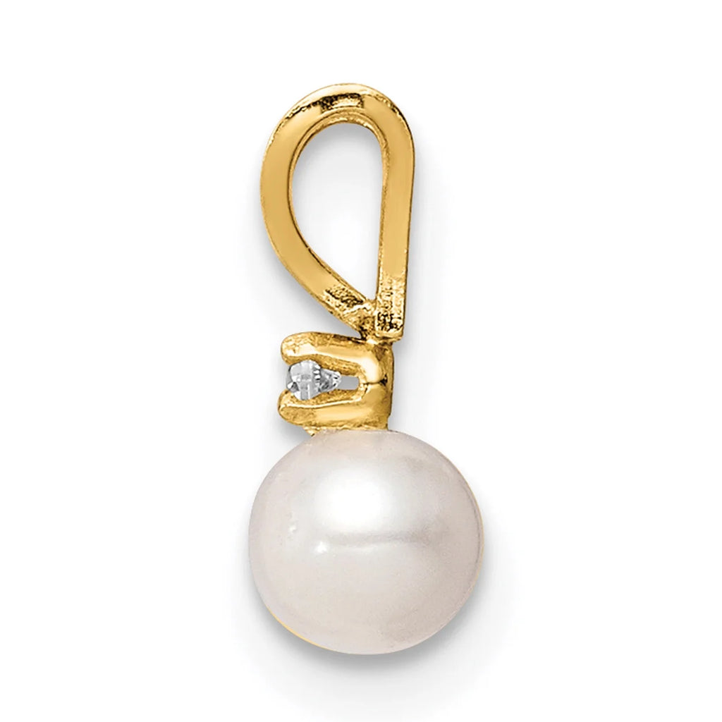 14K Yellow Gold Freshwater Cultured Pearl Pendant Necklace 16'' N3653