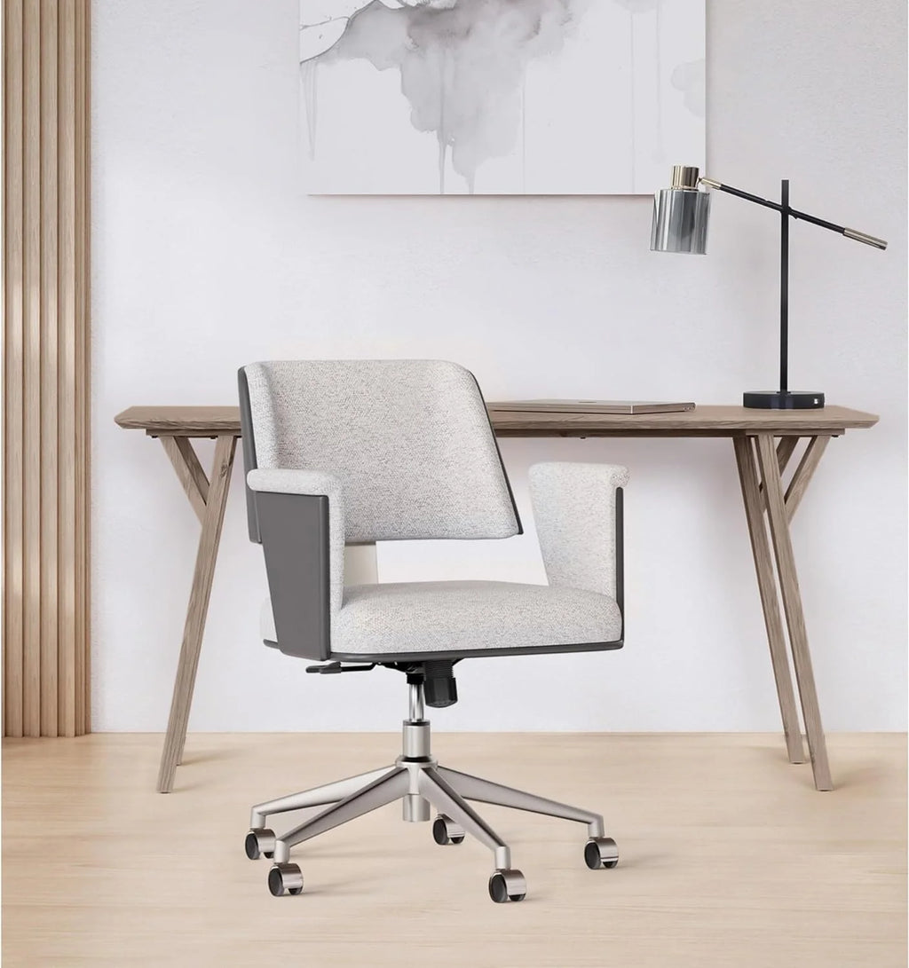 Bouclé Fabric Vegan Leather Low-Back Task Chair D107987