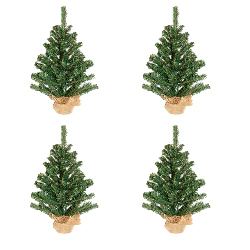 Small 12” Unlit Christmas Tree with Burlap Weighted Base I12604
