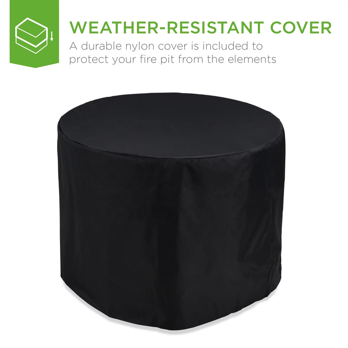 32in Round Gas Fire Pit Table Brown S285