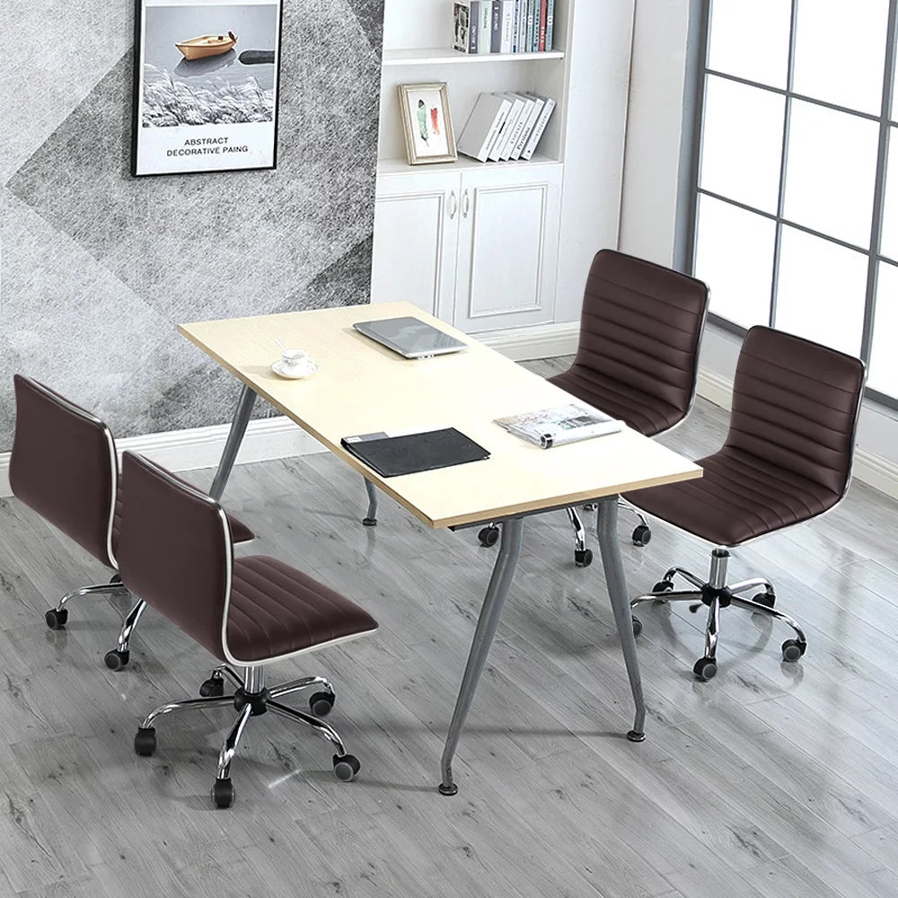 Espresso Faux Leather Swivel Office Chair Set of 2 F387294
