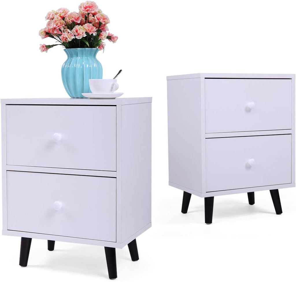 White 2 Drawer Wood Nightstand X695