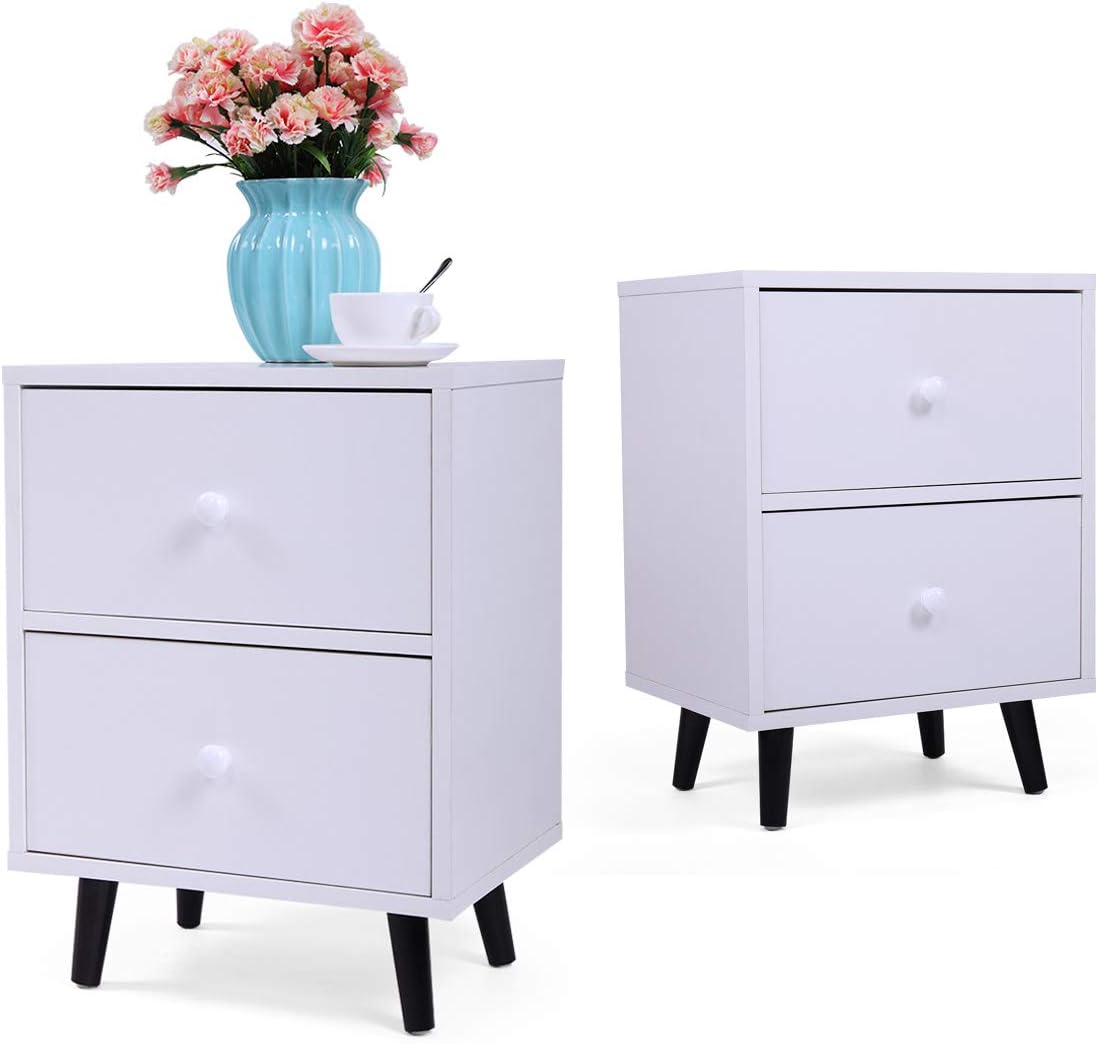 White 2 Drawer Wood Nightstand X695
