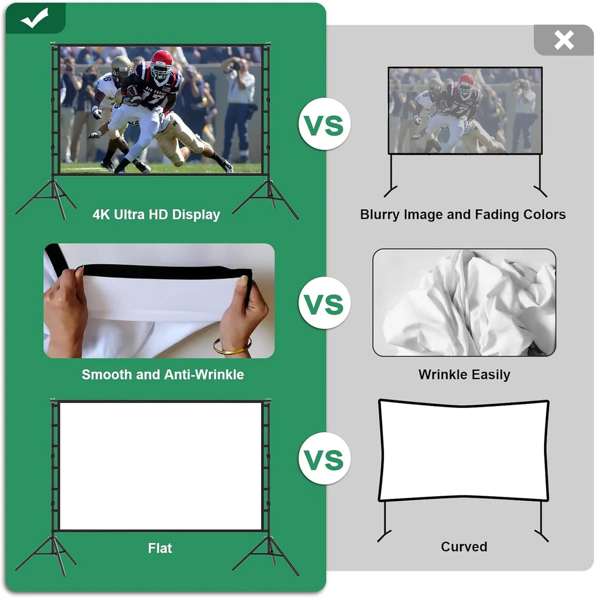 100 inch Portable Projector Screen with Stand F3612