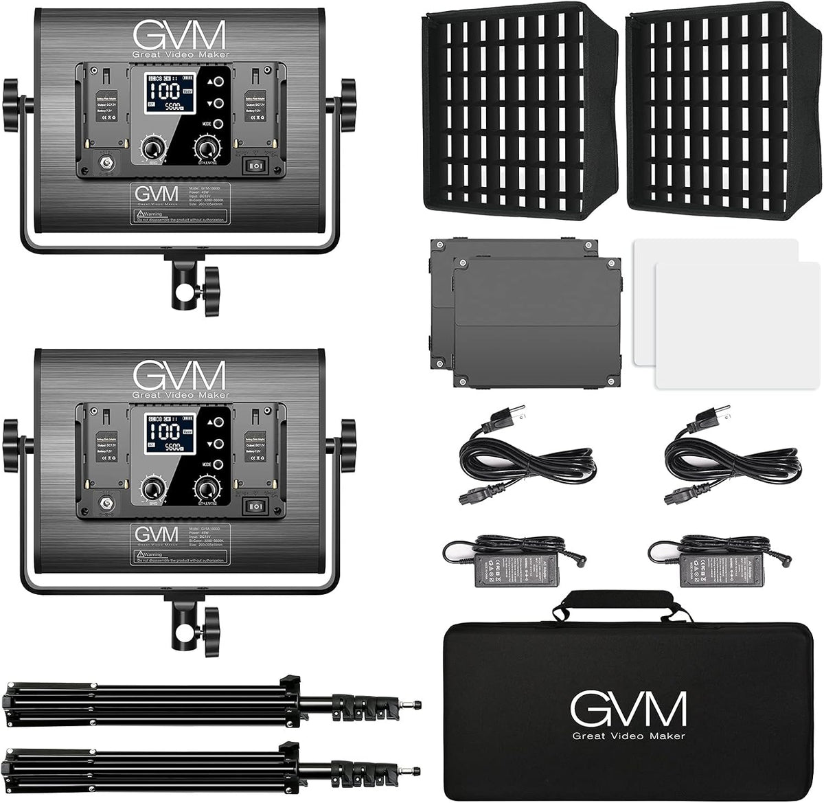 RGB LED Video Light with 2 Softboxes, Photography Lighting Kit B251