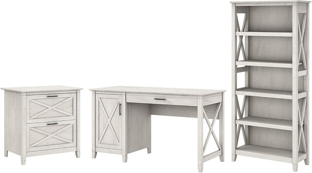 54W Computer Desk with 2 Drawer Lateral File Cabinet and 5 Shelf Bookcase M73970