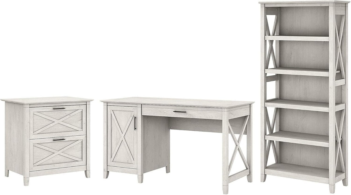 54W Computer Desk with 2 Drawer Lateral File Cabinet and 5 Shelf Bookcase M73970