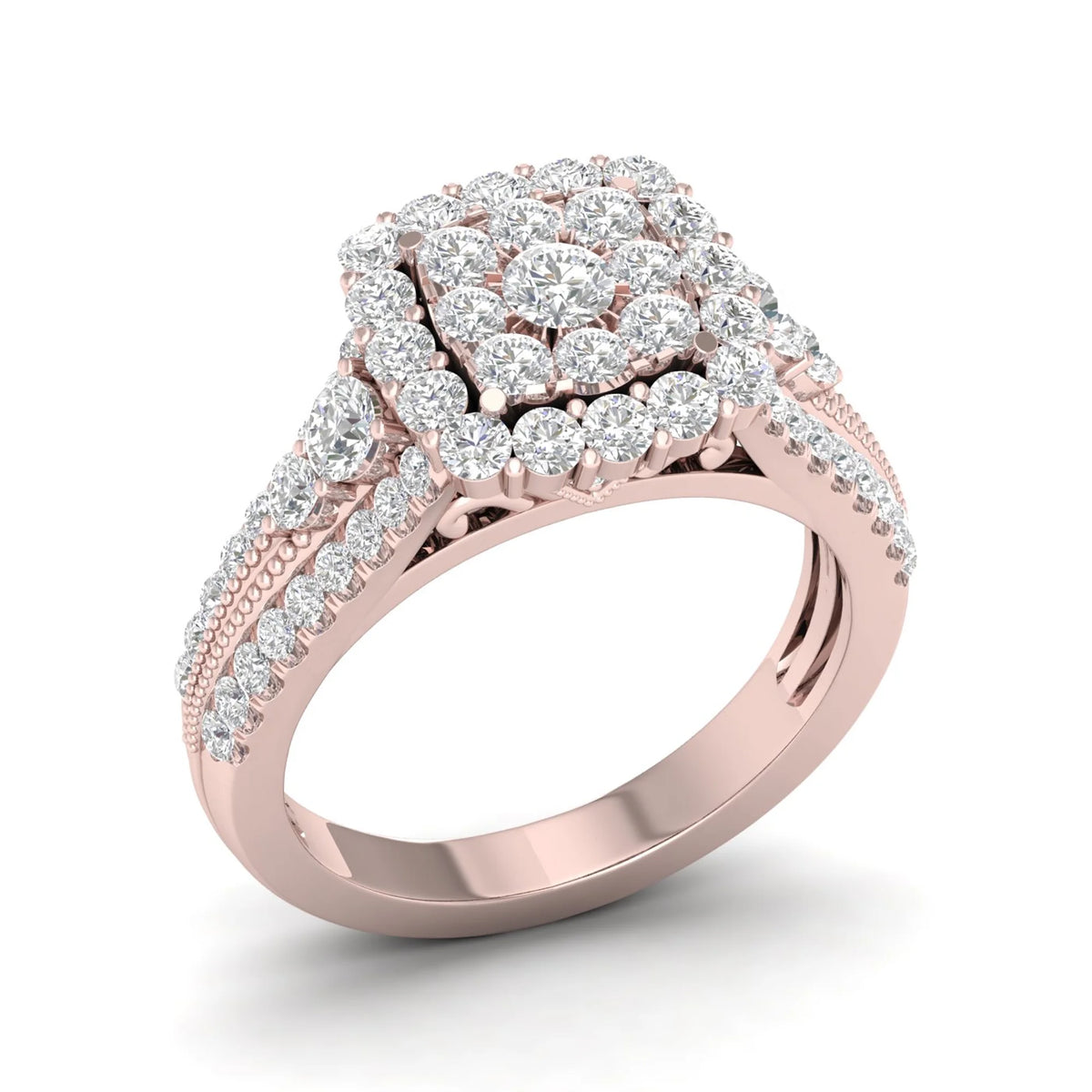 14K Rose Gold Diamond Cluster Engagement Ring P62466