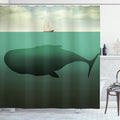 Giant Whale Sailboat Print Shower Curtain H255
