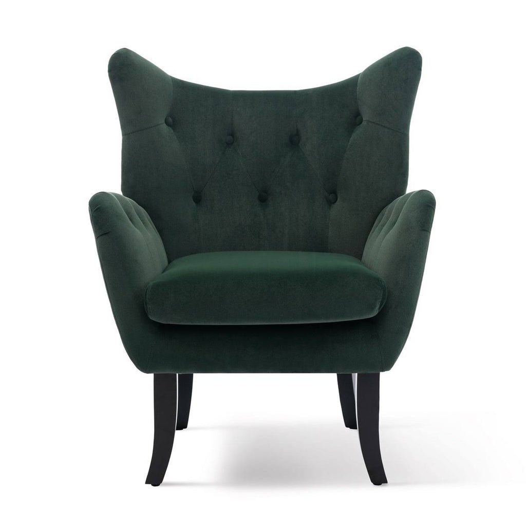 Beige Velvet Tufted Wingback Accent Chair T8705