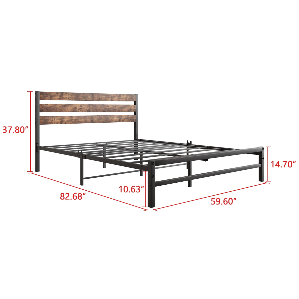 Queen Size Platform Bed Frame with Wood Headboard P583