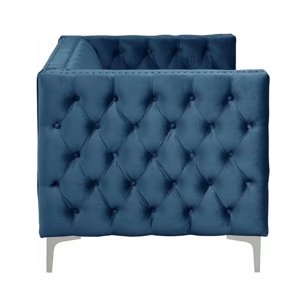 Blue Velvet Loveseat with Iron Legs U198253