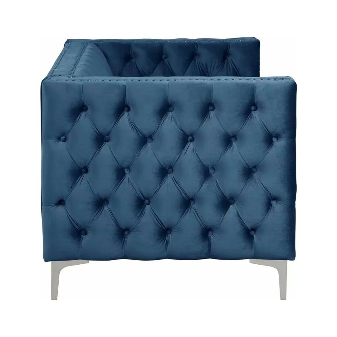 Blue Velvet Loveseat with Iron Legs U198253