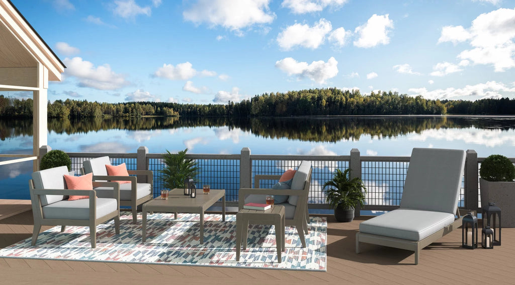 Gray Wood Outdoor Lounge Armchair C7643