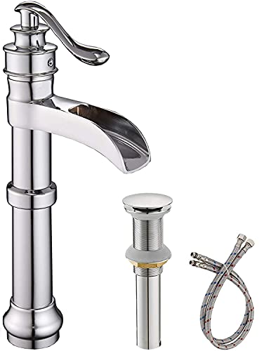 Black Waterfall Bathroom Sink Faucet with Pop Up Drain Q286088