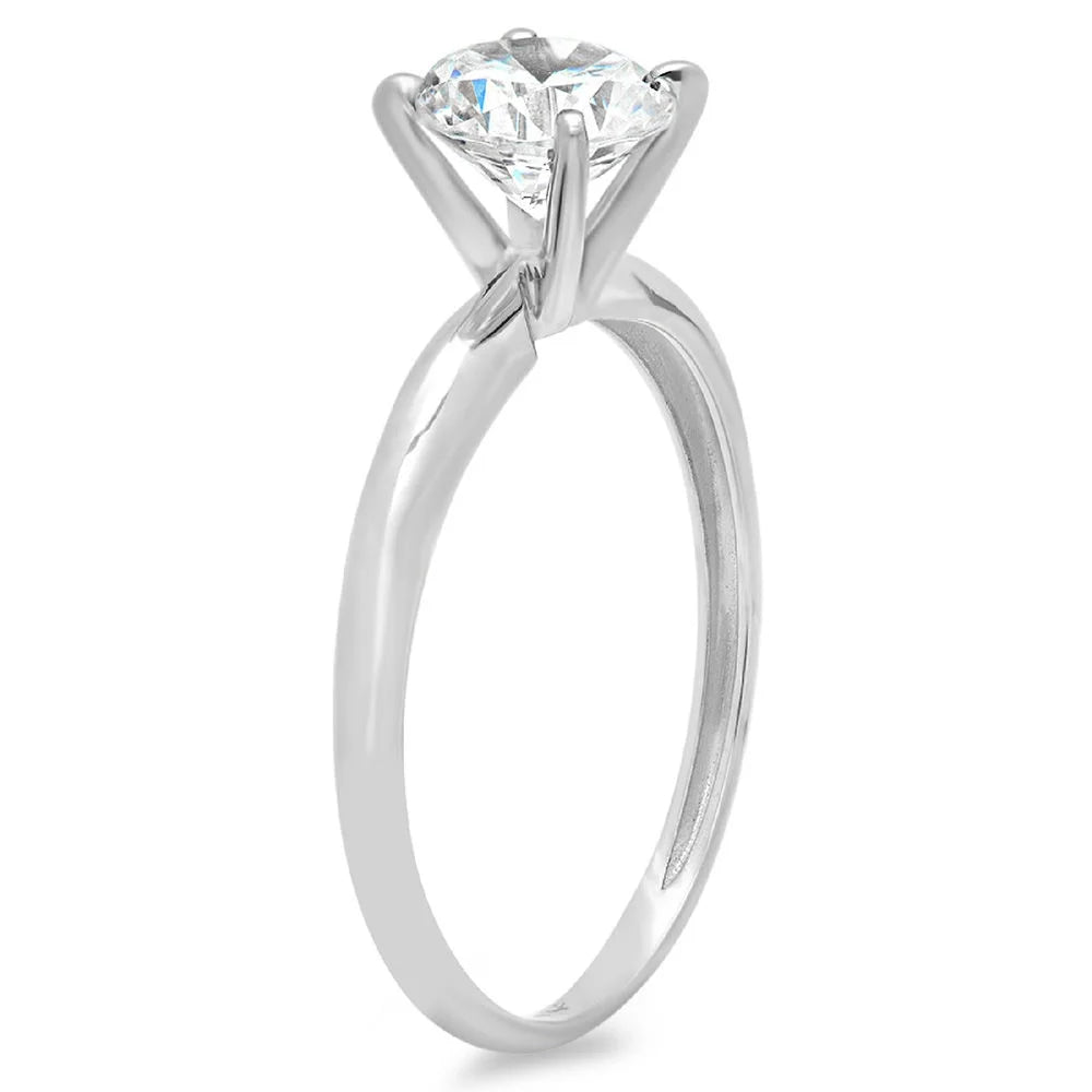14K White Gold Solitaire Engagement Ring size 6.5 R429