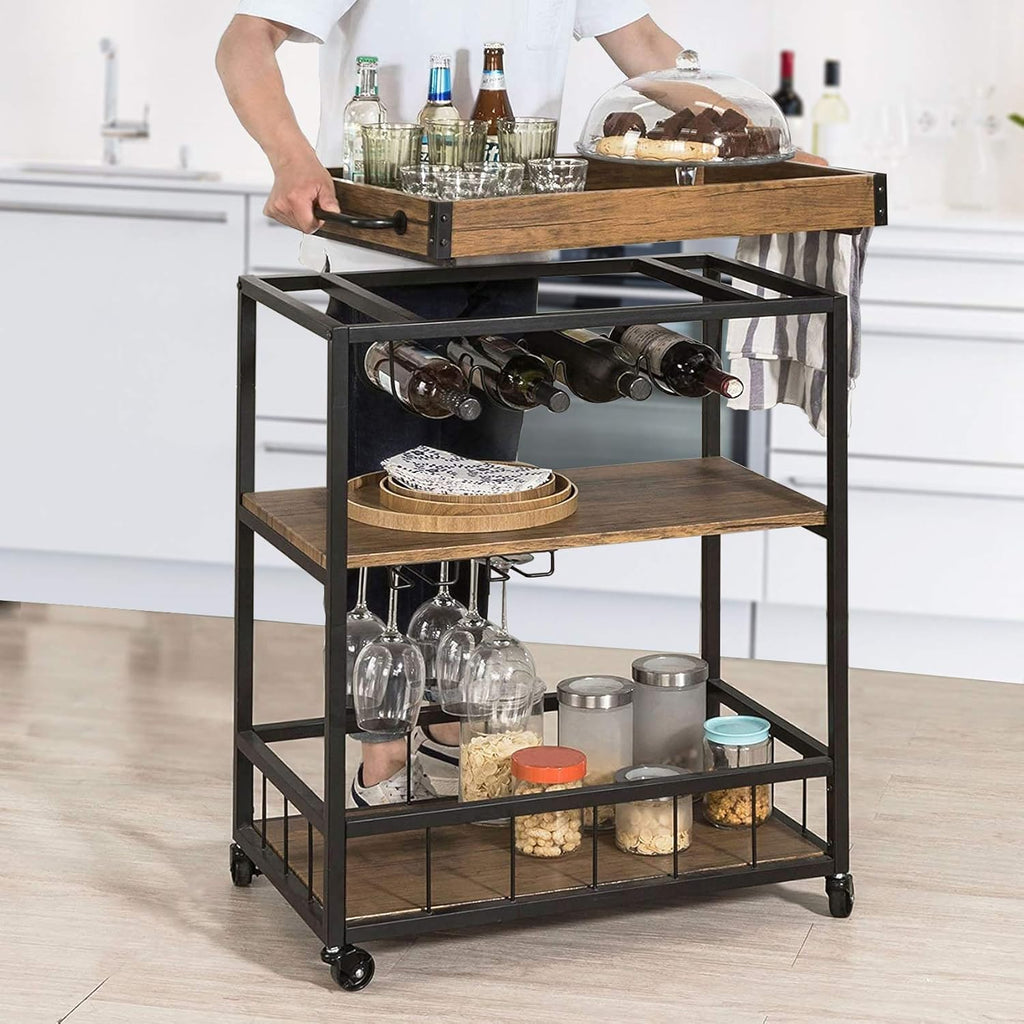 Bar Cart with 3-Tier Storage Shelves B346043