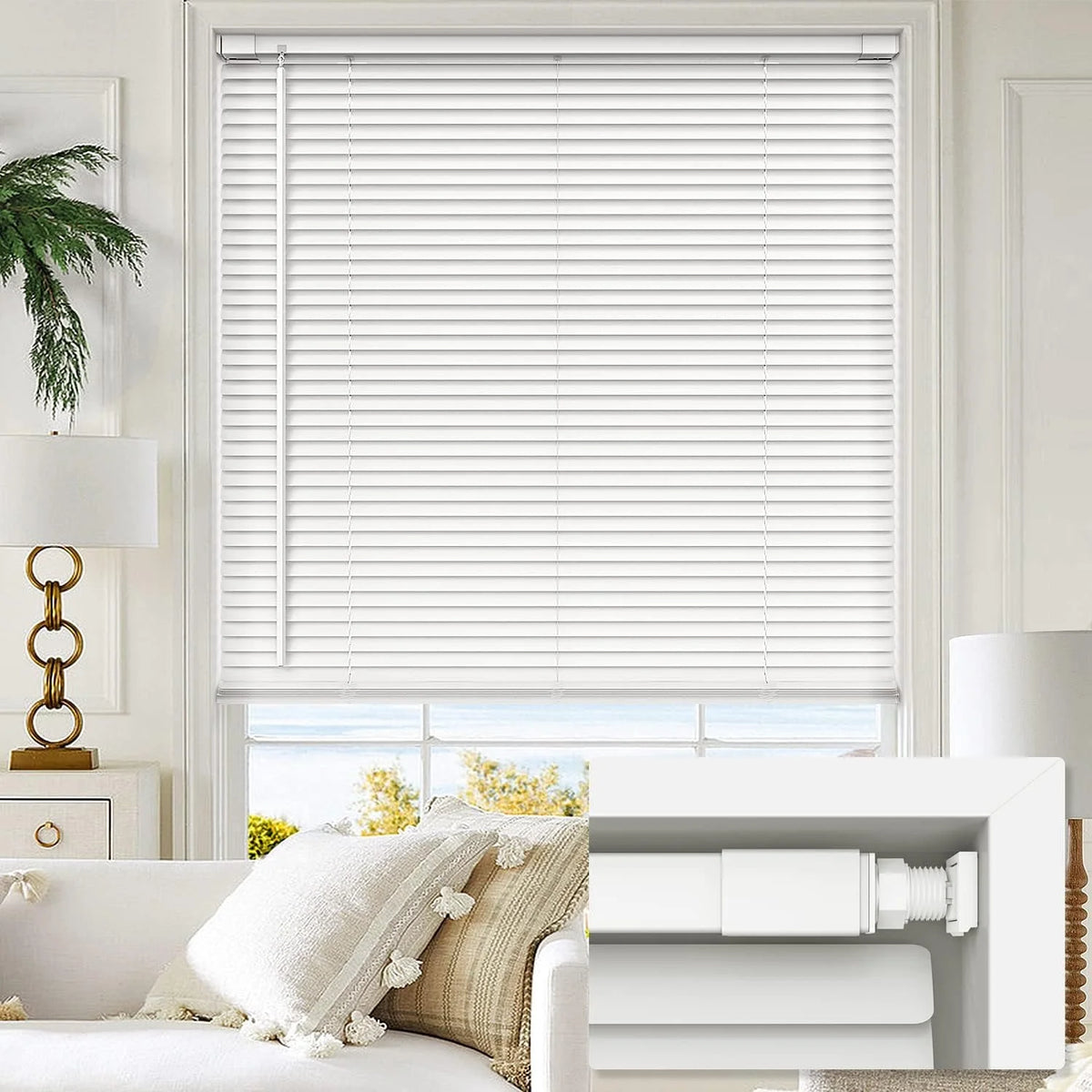 1" Vinyl Horizontal Mini Blinds 36" W x 64" H White Q5009