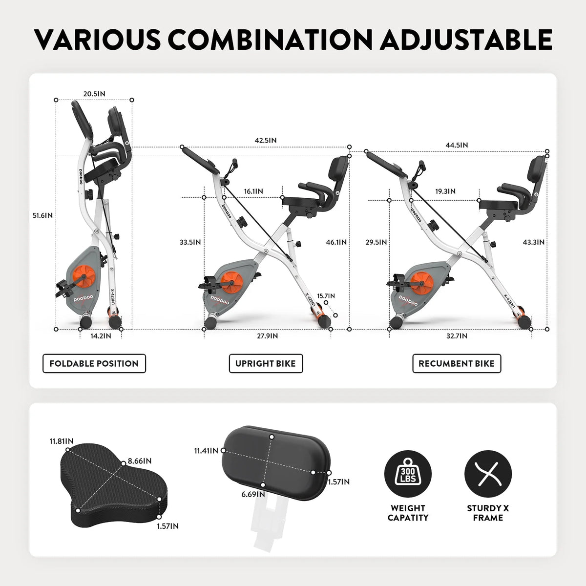 Folding Exercise Bike with 8 Level Adjustable Magnetic Resistance P86997