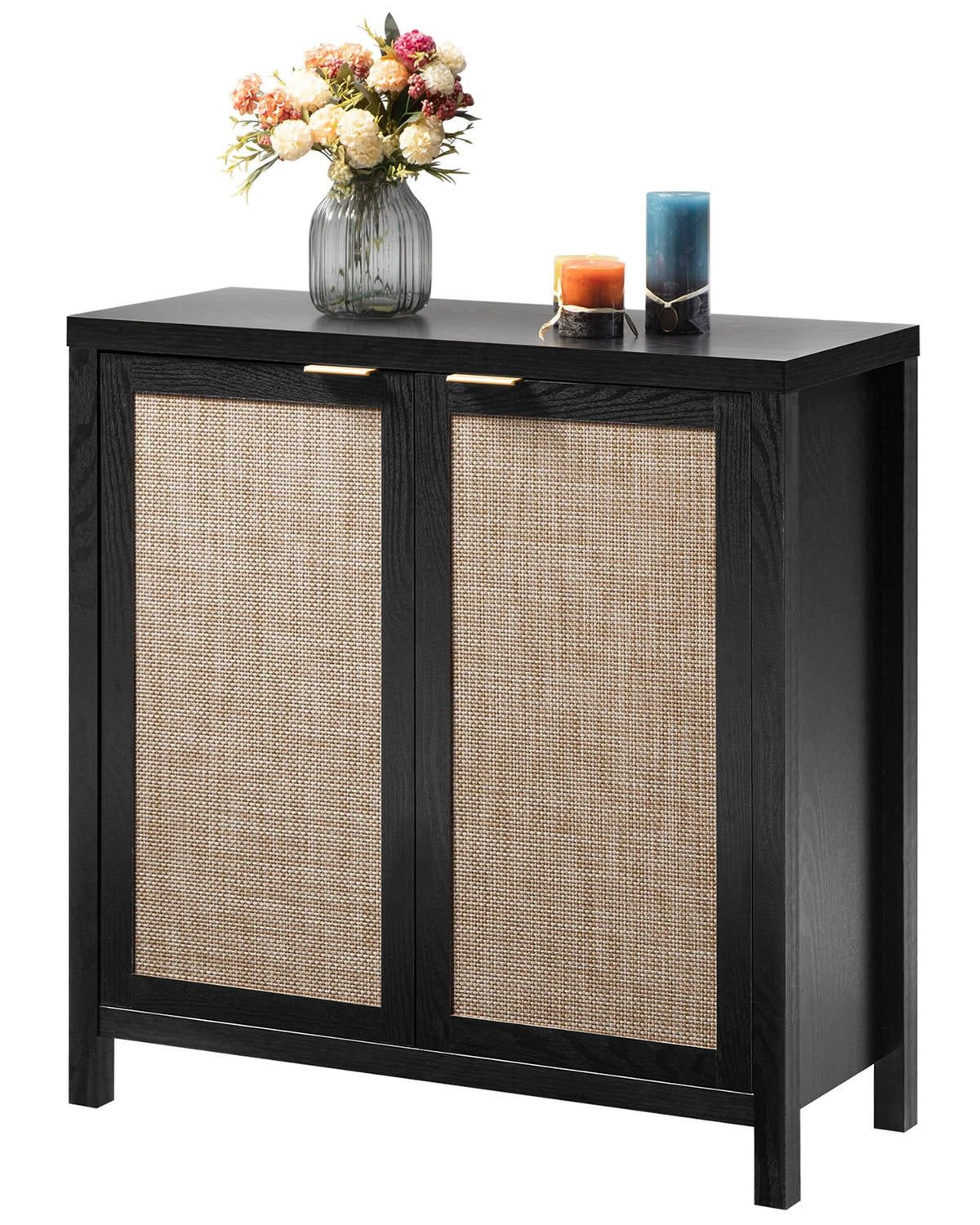 Set of 2 Rattan Cabinet with Doors D40400