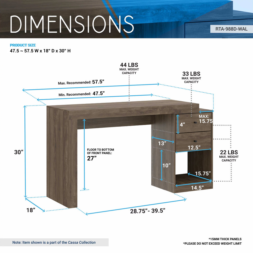 Expandable Walnut Home Office Desk H94093
