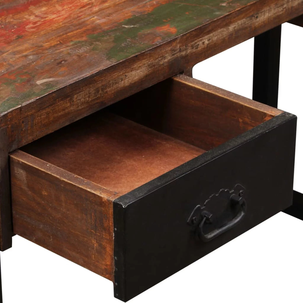 Writing Desk with 2 Storage Drawers Reclaimed Wood Steel Legs H469969